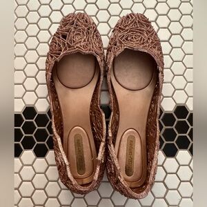 New but unworn Melissa + Campana rose gold flats